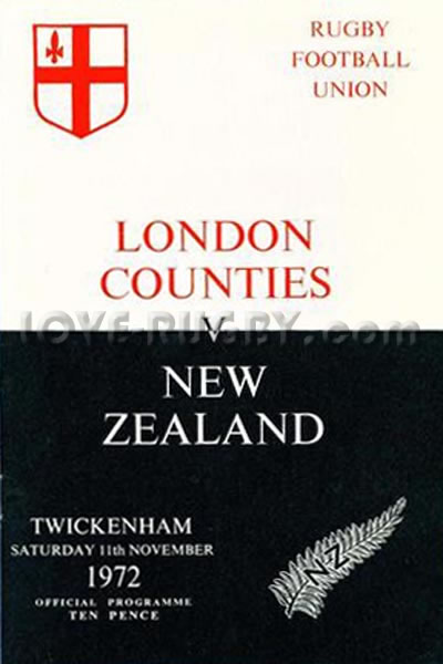 1972 London Counties v New Zealand  Rugby Programme